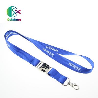 China Customizable Holder Lanyard With Metal Buckle Blue Logo Nylon Printing Id Badge Promotional Gift Hot Sale for sale