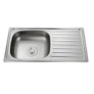 China With Faucet LS-7540B1 Single Bowl With Single Dish Drainer Cheap 304 Stainless Steel Kitchen Sinks for sale