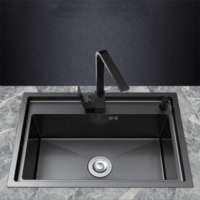 China Sinkee black nano free faucet modren kitchen sink Canton Foshan Zhongshan handmade stainless steel sink Te koop