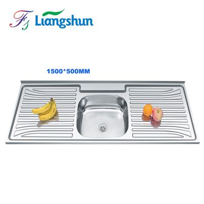 China Without Faucet 201material 1200*500*200mm Single Bowl Sink Double Bowl Sink Drain Board SUS Garden Sink en venta