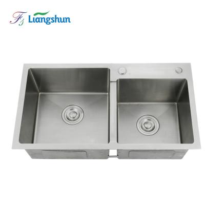 Chine LW-7540 Faucet Maker Double Bowl Square Cheap Corner Kitchen Pull Downs 304 Stainless Steel à vendre