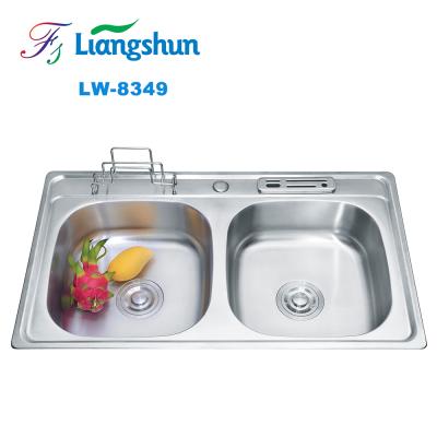 Chine LW-8349 Custom 304 Stainless Steel Kitchen Sinks Double Bowl And Single Bowl Sink à vendre