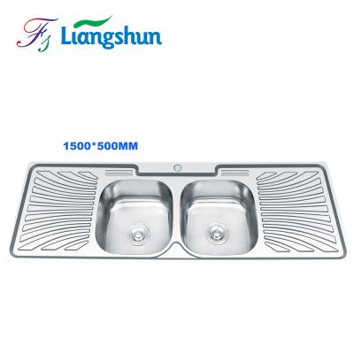 China Without Faucet K-15050 Farmhouse Kitchen Sink Double Bowl Drainer Sink for sale