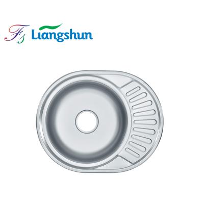 China Without Faucet LW-5745 Universal Round Single Bowl Family Use Bowl Kitchen Sink Stainless Steel Bowl Wash Sink for sale