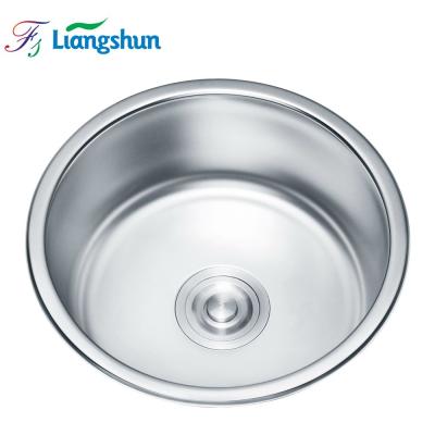 China Without Faucet Round Kitchen Sinks Stainless Steel Single Bowl Sink Brushed Finish Modern Apartment for sale