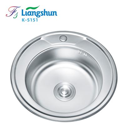 China Without Faucet K-51511 Round Shape Single Bowl Russian Style Stainless Steel Basin Kitchen Sinks for sale