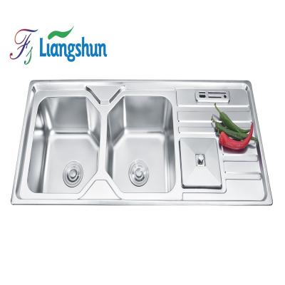 China With Faucet K-12050G Outdoor Lavatory Sinks Double Bowl 304 Stainless Steel Kitchen Sink Te koop