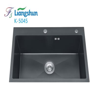 Cina With Faucet K-5045H Stainless Steel Square Bowl Welding Handmade Nano Black Single Bowl Kitchen Sinks in vendita