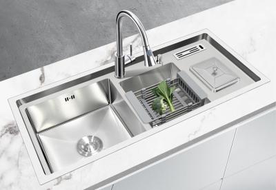 China Without Faucet Factory Supply Sinki Lembangan Berganda Kitchen Appliances Drop Down Bowl Handmade Kitchen Sink 304 Retail With Wholesale Price Te koop