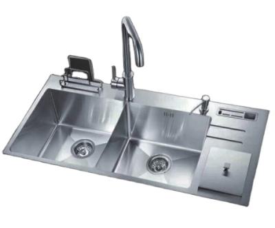 China Without Faucet LW-12050HM Handmade 304 Stainless Steel Kitchen Sinks Above Counter Bin Knife Holder Sink for sale