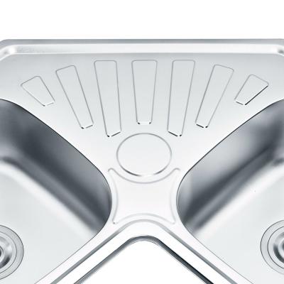 China Without Faucet LW-7878 Corner Drop-In Modern Stainless Steel Sink Prefab Houses Double Bowl Wash Sink for sale