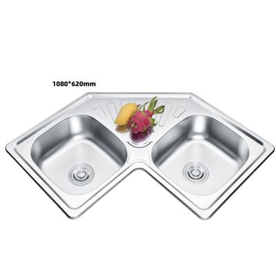 China With faucet K-9090 factory bowl bowl undermount sink 304 stainless steel single machine sink kitchen double sink for sale