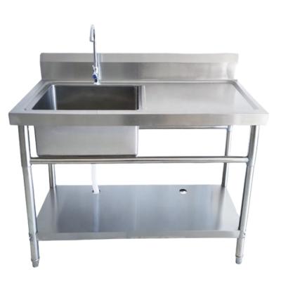 China With Faucet 201/304 Stainless Steel Kitchen Sink 1 Compartment Stainless Steel Commercial Sink for sale