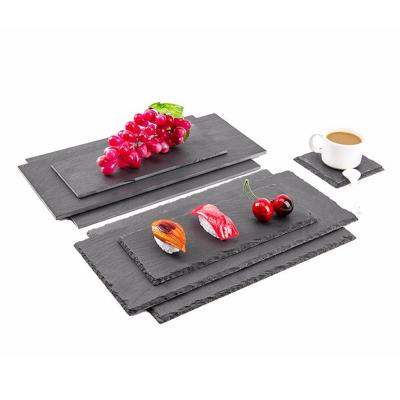 China Amazon Disposable Best Selling Natural Black Stone Sushi Slate Dish For Making In Porcelain for sale