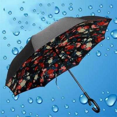 China creative 190T nylon fabric reverse umbrella with reverse design for car for sale