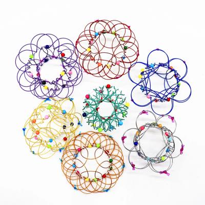 China Entertainment Toys Spin Toys Flexible Flowing Basket Ring Spinner Arm Toy Magic Transforming 35+ Shapes Handmade Yarn Flower Basket Toy for sale