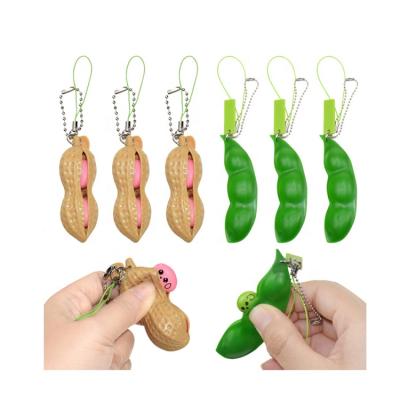 China Key Chain Extrusion Pea Soybean Stress Relieving Toys Squeeze Bean Squeeze Keychain Pea Stress Reliever Hanging Bean Fidget Toy Magic Bean for sale