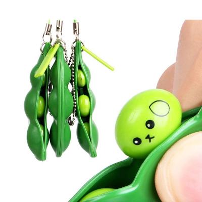 China Wholesale Custom Plastic Bean Squeeze Beans Stress Relieve Soft Squishy Squishy Person Toy With Key Chain Stock for sale