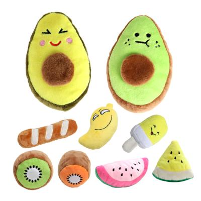 China Custom Viable Dog Chew Toy Bite Shape Resistant Design Fruit Plush Interactive Pet To Chew Squeaky Dog Toys for sale