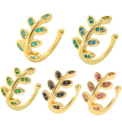 China TRENDY Gold Plated Female Leaf Ear Bone Clip Cuff Earrings No Piercing Ear Clip for sale