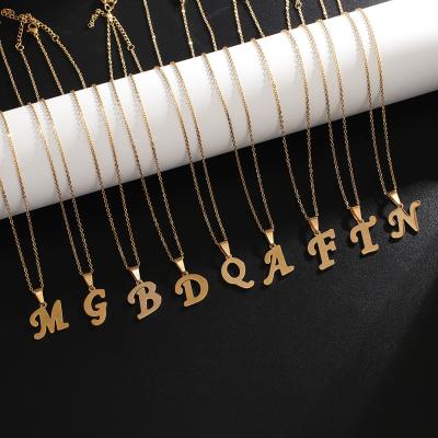 China TRENDY Tarnish Free Hip Hop Gold Plated Custom Stainless Steel A~Z 26 Initial Letter Pendant Necklace With Initials Jewelry for sale