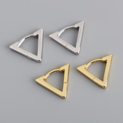 China FASHIONABLE Gold Plated Geometric Letter v Triangle S925 Sterling Silver Hoop Earrings Women Jewelry 2021 for sale