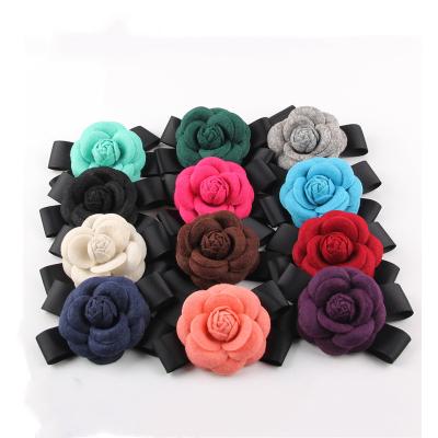 China New Luxury Brand Fabric Famous Letter C Camellia Flowers Custom Brooch Fabric for sale