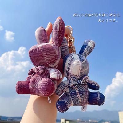 China JK Cotton Cloth Roll Up Key Chain Car Rabbit Key Chain Handsome Cartoon Pink Blue Female Bag for sale