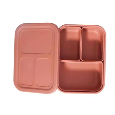 China Reusable Divided Silicone Freshness Keeping Travel Lunch Boxes Food Container Kids Bento Lunch Box For Adult for sale