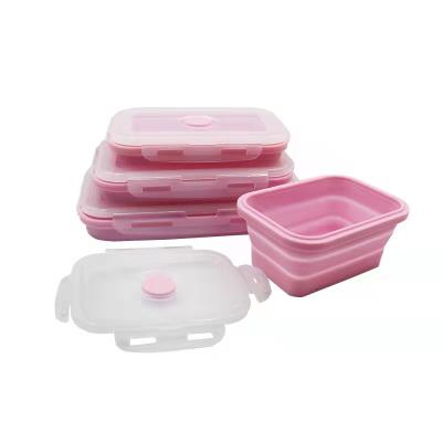 China Hot Selling Reusable Microwavable Silicone Food Storage Box Silicone Folding Storage Containers Microwave Food Storage Bowls for sale