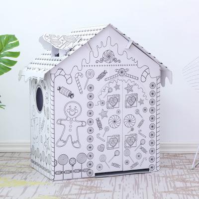 China DIY gingerbread playhouse, gingerbread playhouse, drawing painting playhouse, cardboard playhouse for sale