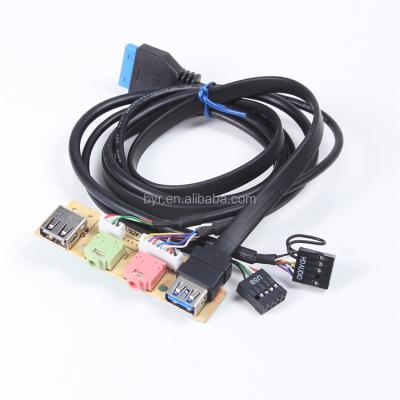 China COMPUTER PC Computer Case Front Panel Mounted USB 3.0 Cable + USB 2.0 Audio Left Cable Mic Earphone Cable Motherboard Connection for sale