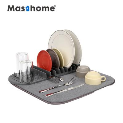 China Great New Design Masthome Tripod Stocked Dish Rack with Drain Mat Dish Drain Rack for sale