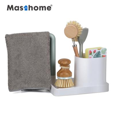 China Stocked Masthome Kitchen Sink Cart Sponge Rack Scratcher Rack Cleaning Brush Holder Sink Organizer for sale