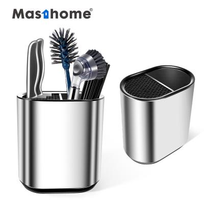 China Masthome Kitchen Knife Holder Brush Sponge Metal Holder Organizer Stainless Steel Sink Cart Stocked for sale