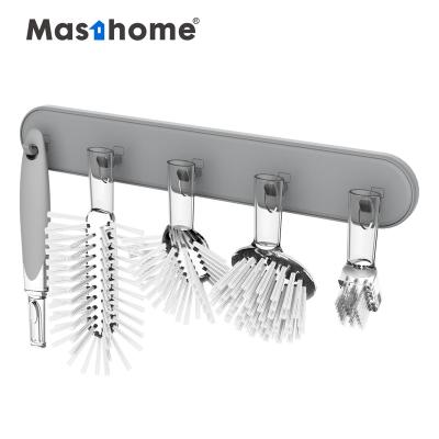 China Hot Selling Clear Plastic Stocked Masthome Long Handle Cleaning Dish Brush Multi Head Cleaning Brush With Wall Hook for sale