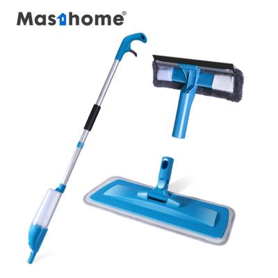 China Masthome Viable 2 in 1 Microfober Telescopic Spray Floor Magic Mop Window Cleaning Poles Jet Glass Cleaner Squeegee for sale