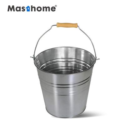 China Masthome Viable Wooden Handle Tinplate Steel Bucket for sale