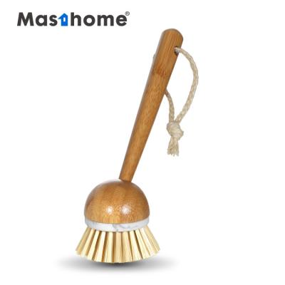 China Masthome Environmentally Sustainable Bamboo Household Dish Brush Bowl Kitchen Pan Long Dish Brush for sale