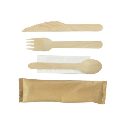 China Hotel Restaurant Home Compostable 100% Natural Natural Wood Cutlery Cutlery Set Eco-friendly Modern Wooden Cutlery Set for sale