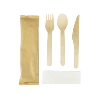 China Sustainable Disposable Wooden Takeout Cutlery Set Portable Cheap Biodegradable for sale