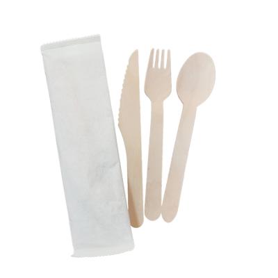 China Restaurant Disposable Catering Wooden Cutlery Set Disposable Cutlery Wood Wholesale for sale