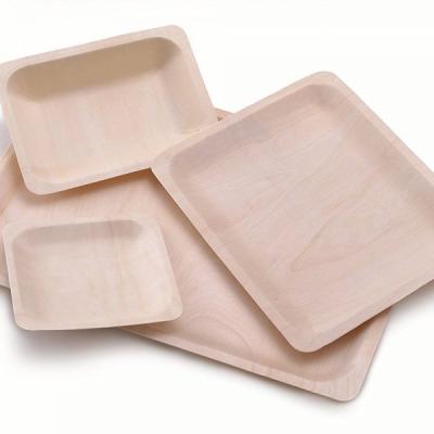 China Disposable Wholesale Disposable Custom Printed Sushi Wooden Dish Wooden Tray for sale