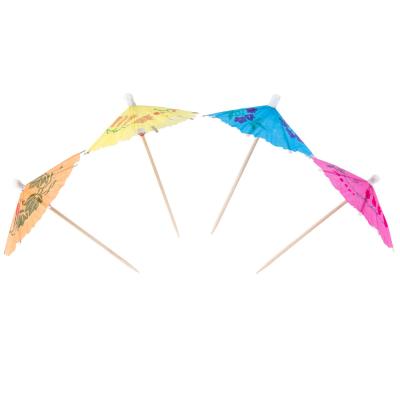 China Barware Disposable Hot Sale Colorful Custom Cocktail Picks Food Grade Disposable Paper Umbrella Picks for sale