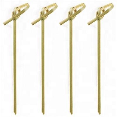 China Heat Resistance Food Grade Decorative Color 6 Inch Bamboo Knot Skewers for sale