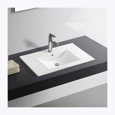 China Modern Bathroom Sink White Ceramic Rectangle Ceramic Sink Slim Edges Bathroom Sink Bathroom Sink for sale