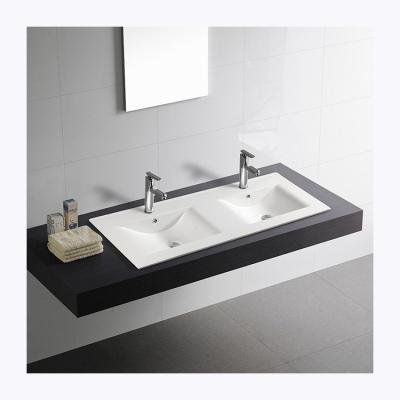 China Modern New Arrival Bathroom Ware Cabinet Edges Basin Ceramic Sanitary Lavabo Double Slim Basin Modern Design for sale