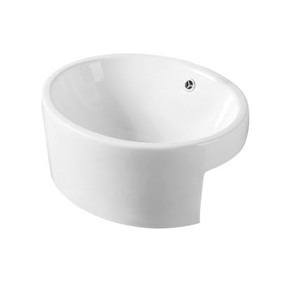 China Artistic Style New Design Oval Design Modern Hot Selling Ceramic Sink Hotel Family Bathroom Semi Counter Sink for sale