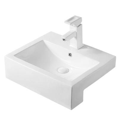 China Wholesale Modern Sinks Art Basin Porcelain Table Hand Ceramic Rectangular Bathroom Countertop White Wash Basin for sale