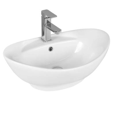 China Modern New Product Modern Bathroom Art Sink Ceramic Art Countertop Step Down White Oval Hand Wash Basin for sale